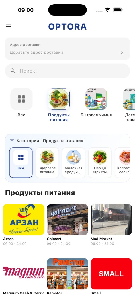 Список магазинов OPTORA